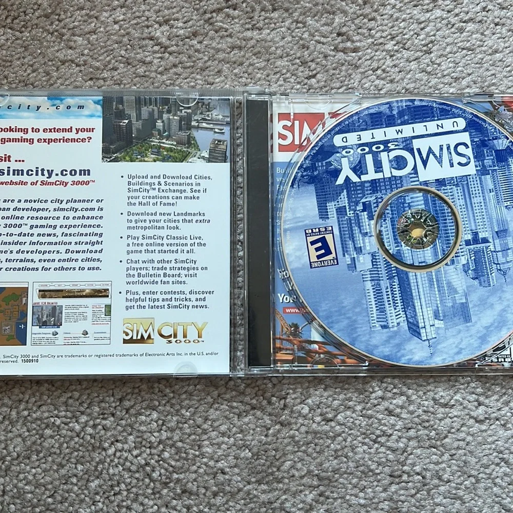 Sim city 3000 unlimited 1999 maxis electronic arts 15001 pc cd-rom game